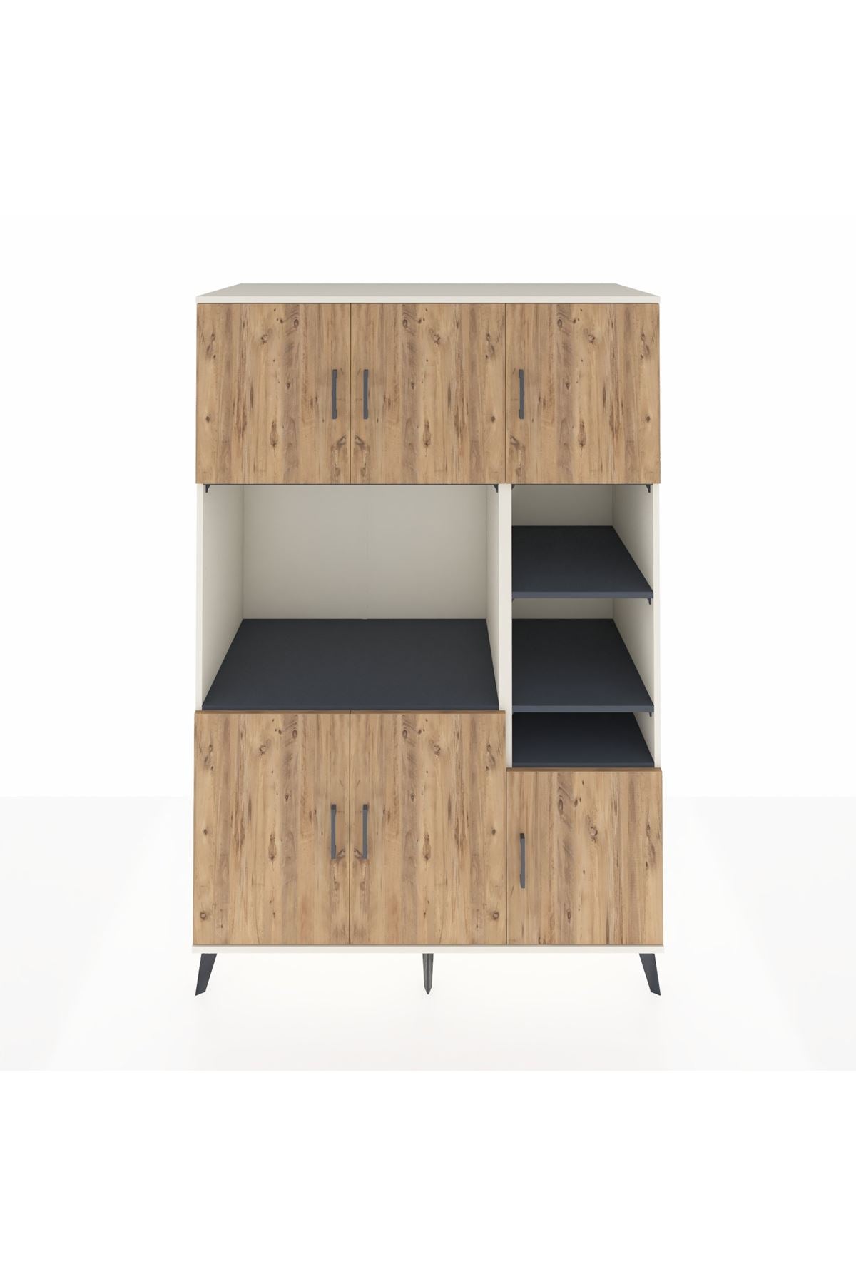 Kronos Dolap 10 Raflı 6 Kapaklı 132x59x195 Aytaşı-Çam/Antrasit