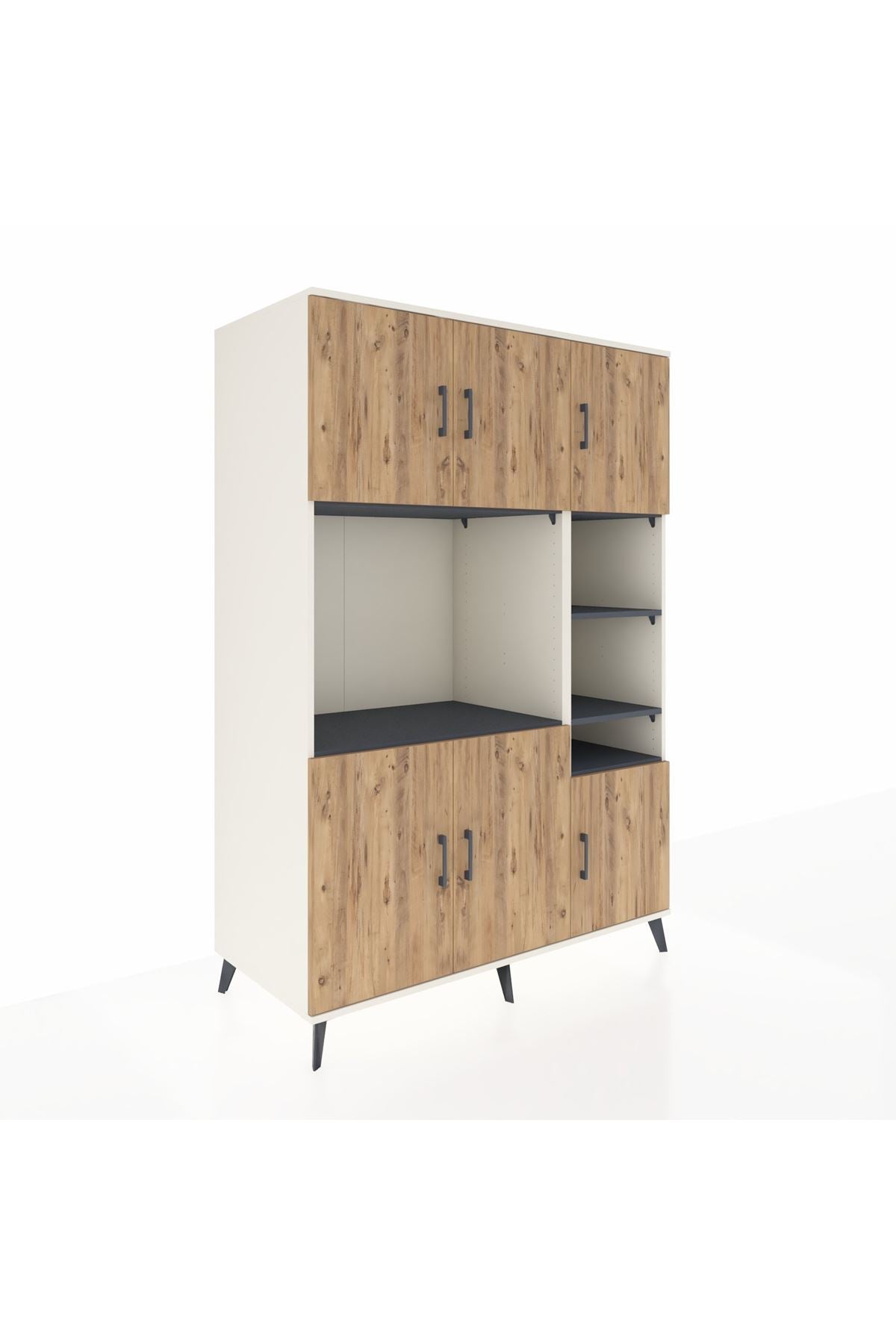 Kronos Dolap 10 Raflı 6 Kapaklı 132x59x195 Aytaşı-Çam/Antrasit