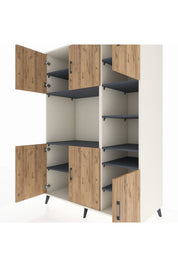 Kronos Dolap 10 Raflı 6 Kapaklı 132x59x195 Aytaşı-Çam/Antrasit