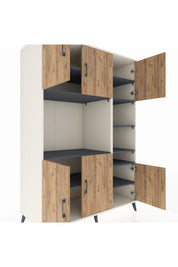 Kronos Dolap 10 Raflı 6 Kapaklı 132x59x195 Aytaşı-Çam/Antrasit