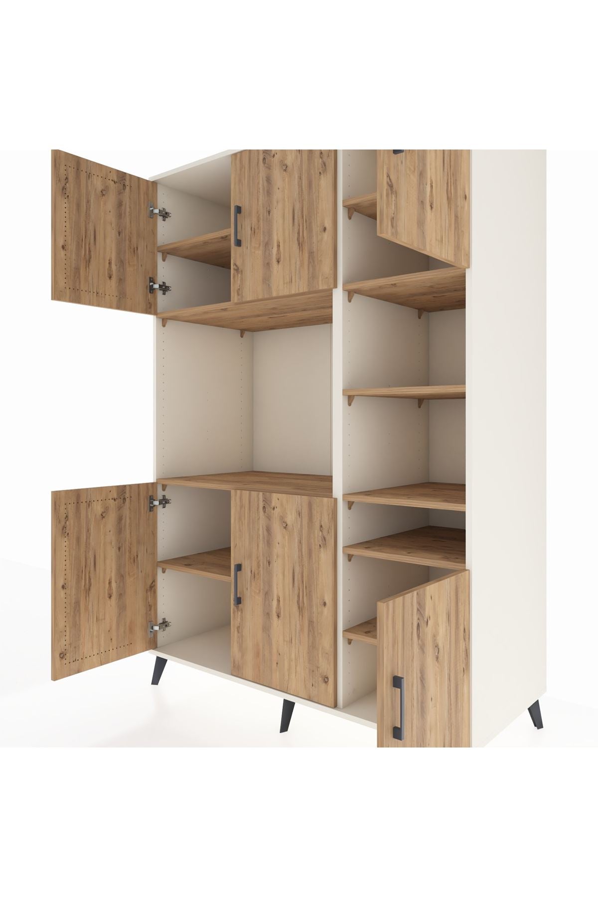 Kronos Dolap 10 Raflı 6 Kapaklı 132x59x195 Aytaşı-Çam/Çam