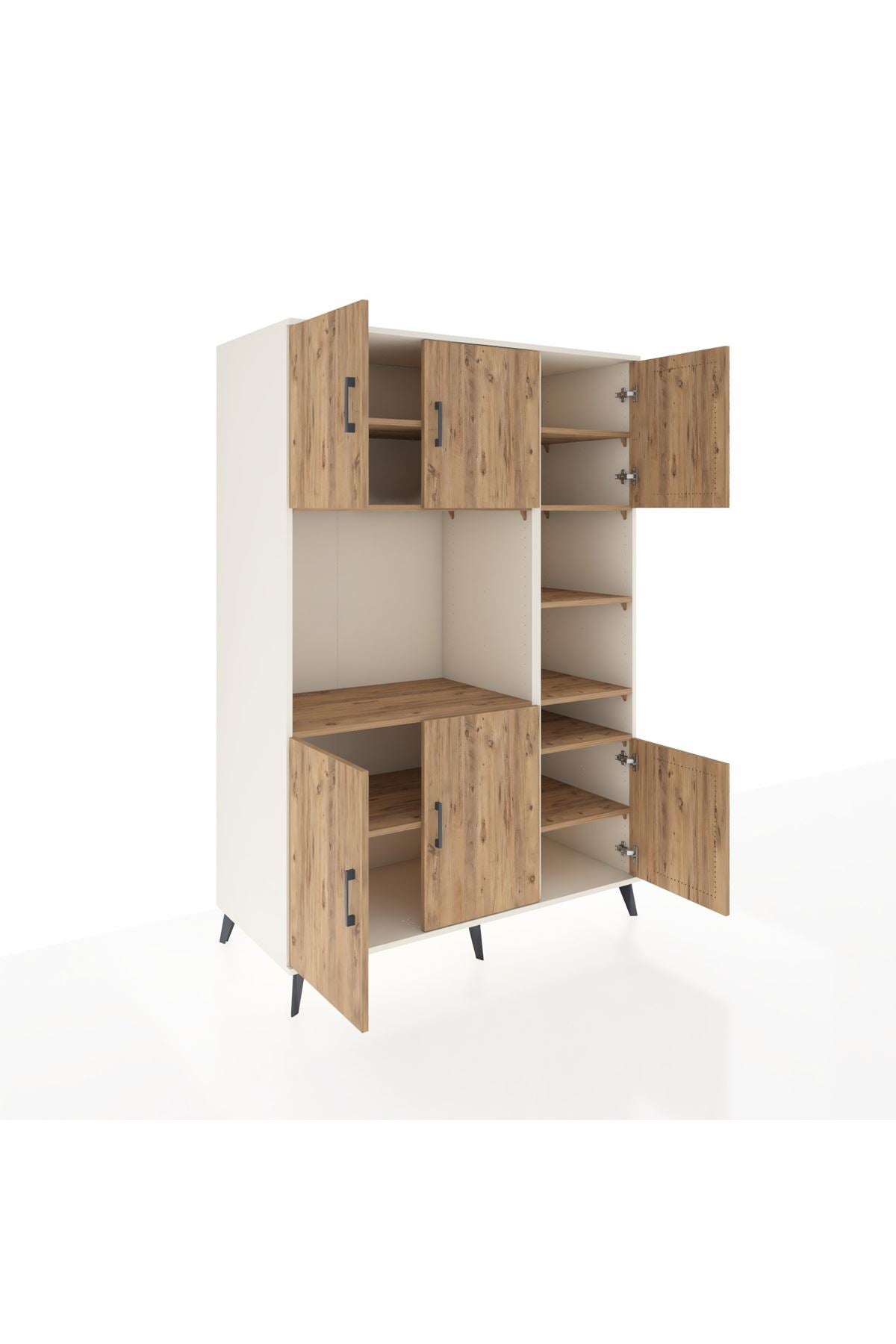 Kronos Dolap 10 Raflı 6 Kapaklı 132x59x195 Aytaşı-Çam/Çam