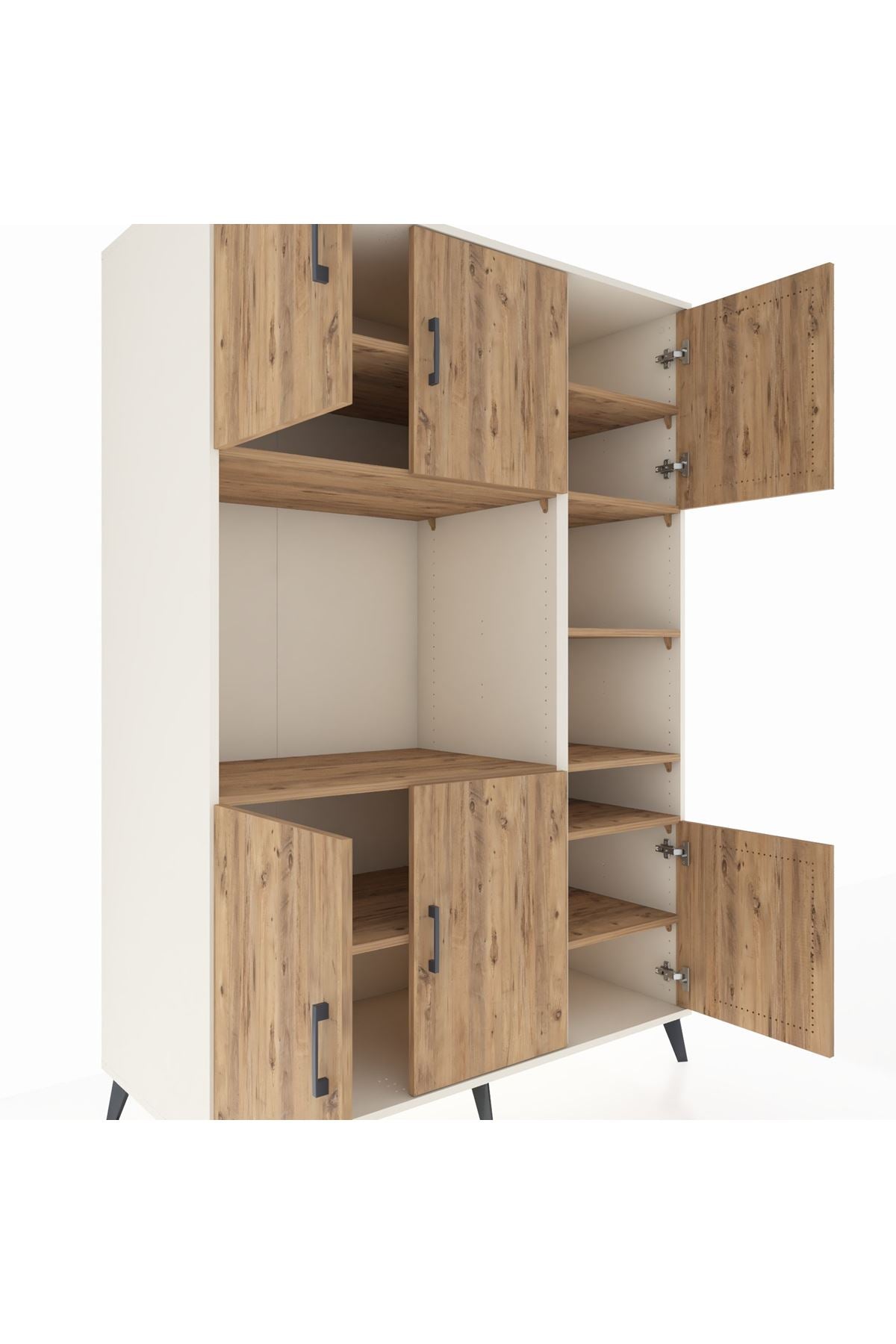 Kronos Dolap 10 Raflı 6 Kapaklı 132x59x195 Aytaşı-Çam/Çam