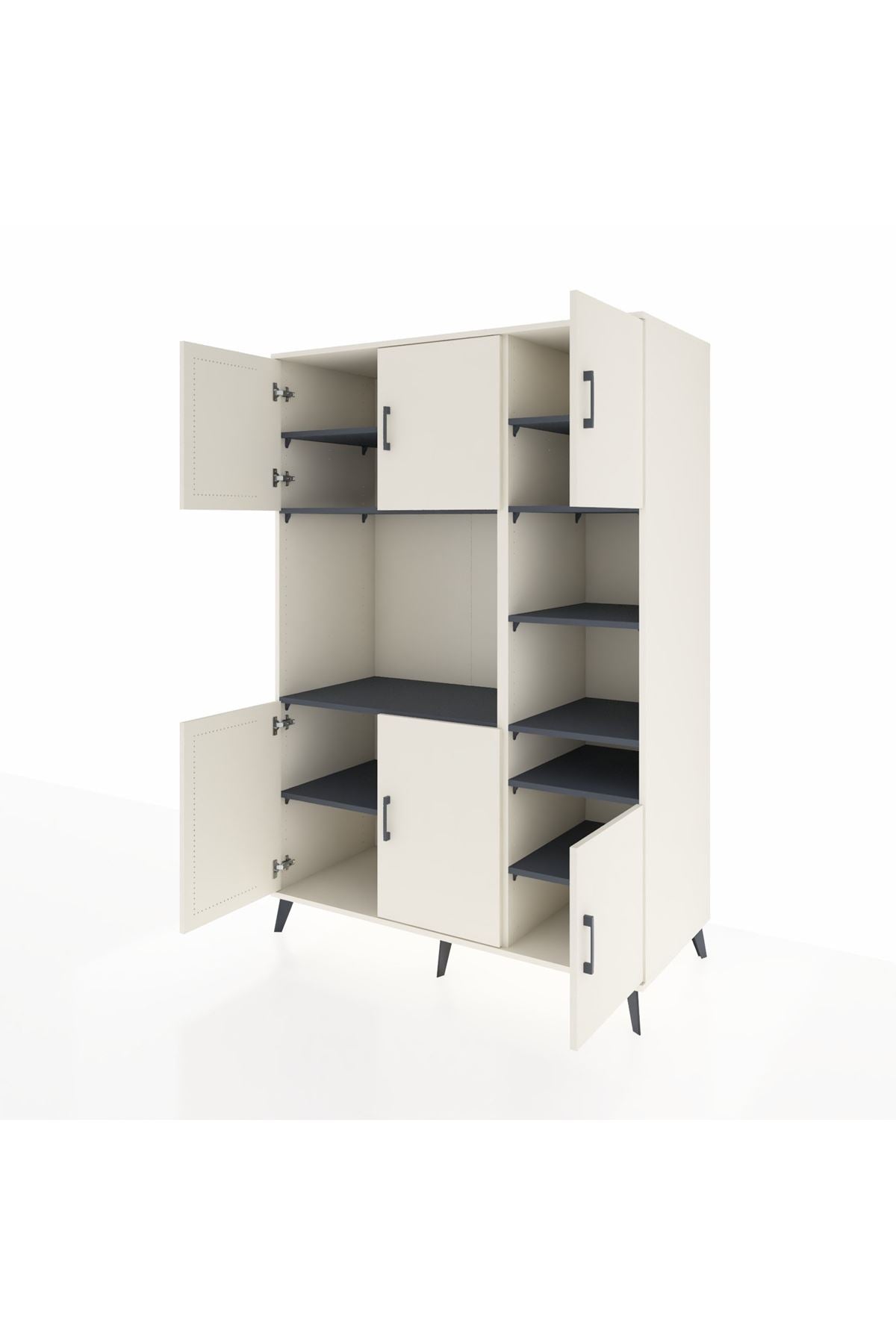 Kronos Dolap 10 Raflı 6 Kapaklı 132x59x195 Aytaşı-Aytaşı/Antrasit