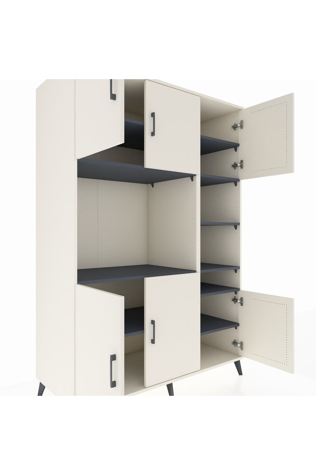 Kronos Dolap 10 Raflı 6 Kapaklı 132x59x195 Aytaşı-Aytaşı/Antrasit