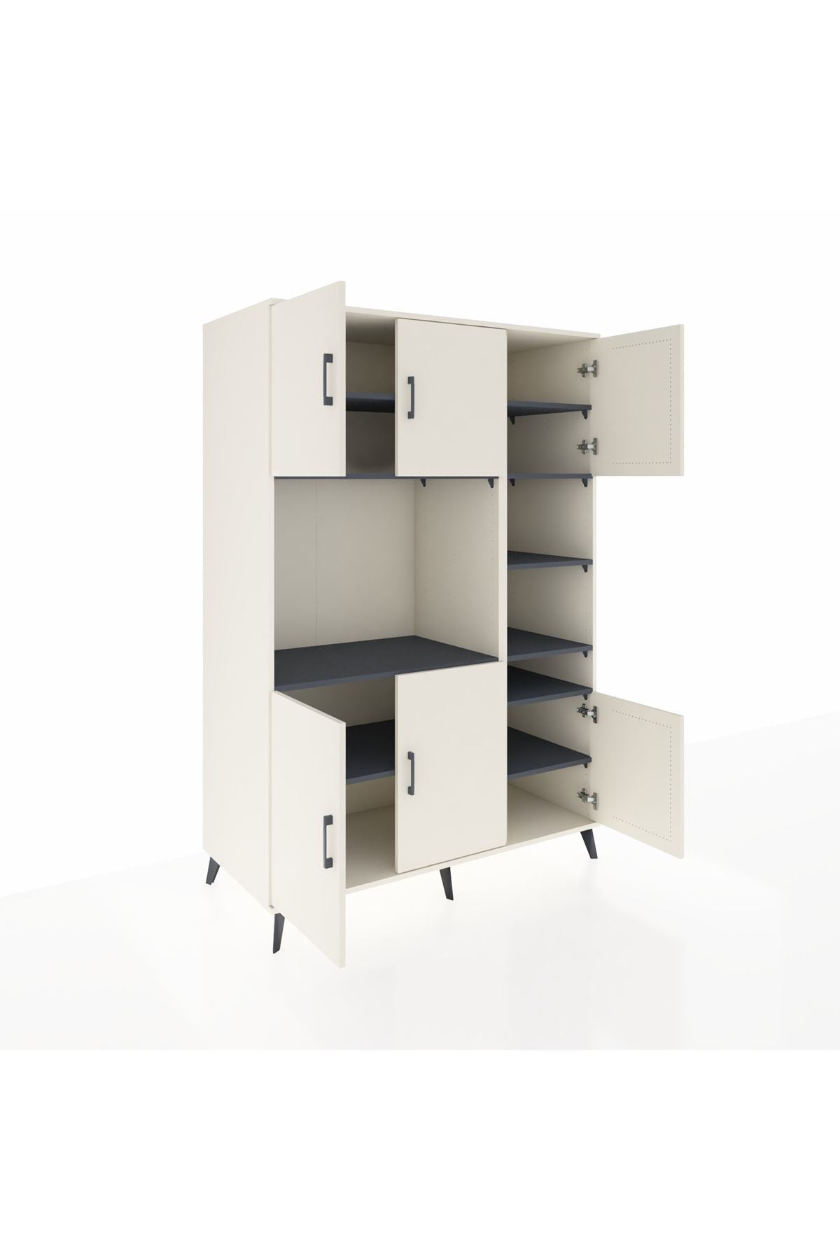 Kronos Dolap 10 Raflı 6 Kapaklı 132x59x195 Aytaşı-Aytaşı/Antrasit