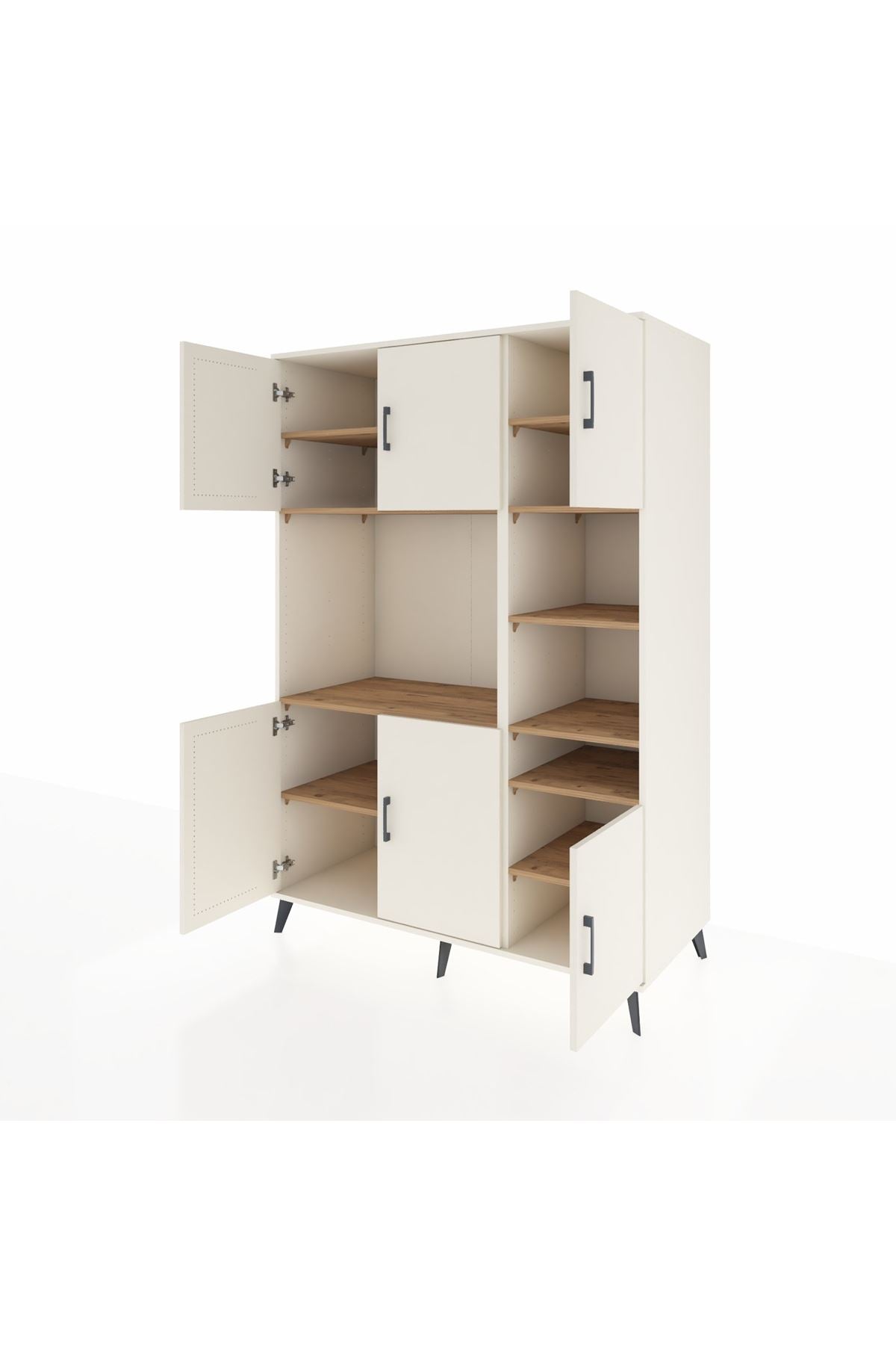 Kronos Dolap 10 Raflı 6 Kapaklı 132x59x195 Aytaşı-Aytaşı/Çam