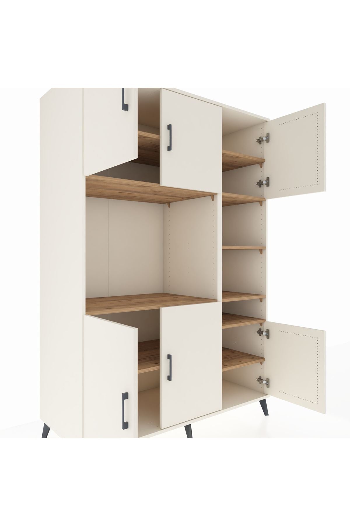 Kronos Dolap 10 Raflı 6 Kapaklı 132x59x195 Aytaşı-Aytaşı/Çam