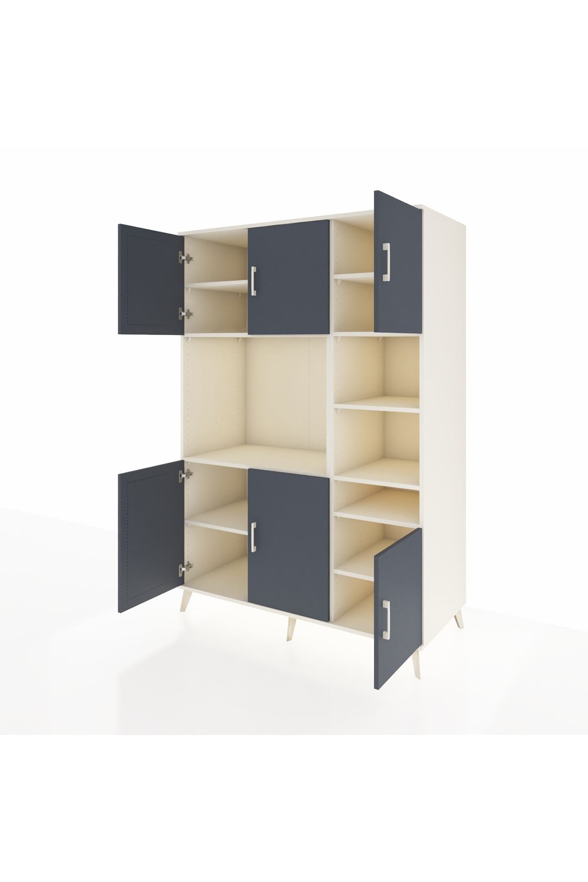 Kronos Dolap 10 Raflı 6 Kapaklı 132x59x195 Aytaşı-Antrasit/Aytaşı