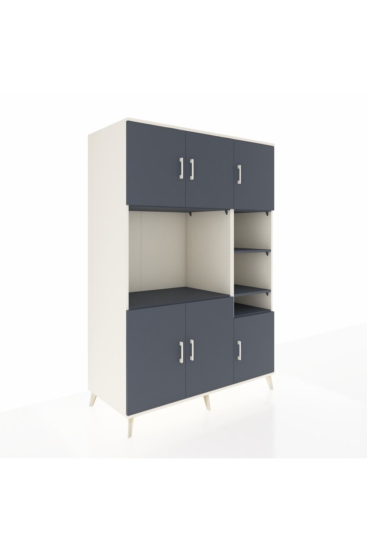 Kronos Dolap 10 Raflı 6 Kapaklı 132x59x195 Aytaşı-Antrasit/Antrasit