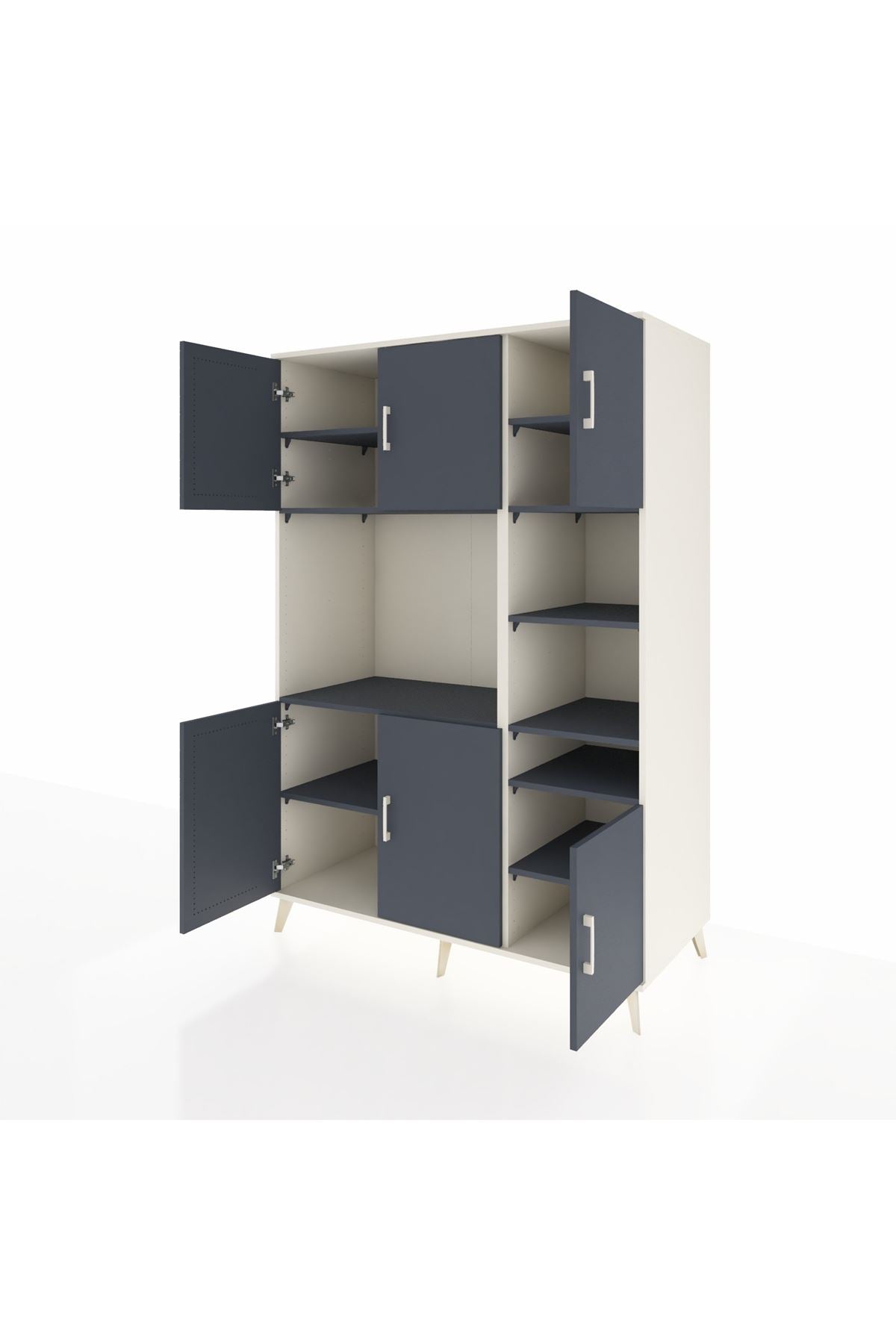 Kronos Dolap 10 Raflı 6 Kapaklı 132x59x195 Aytaşı-Antrasit/Antrasit