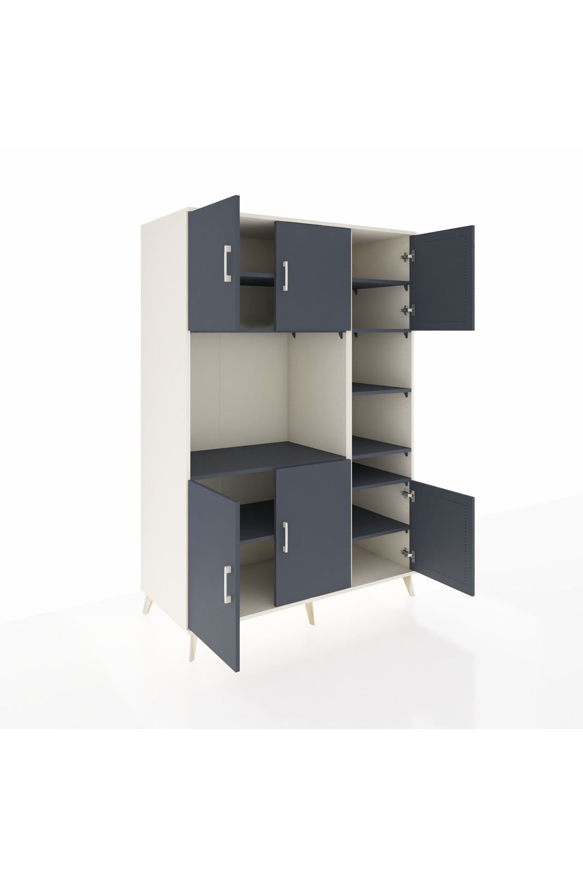 Kronos Dolap 10 Raflı 6 Kapaklı 132x59x195 Aytaşı-Antrasit/Antrasit