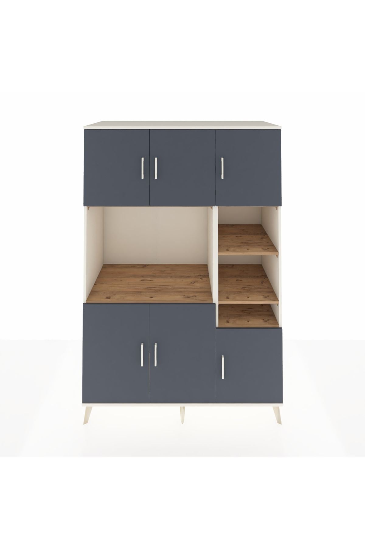 Kronos Dolap 10 Raflı 6 Kapaklı 132x59x195 Aytaşı-Antrasit/Çam