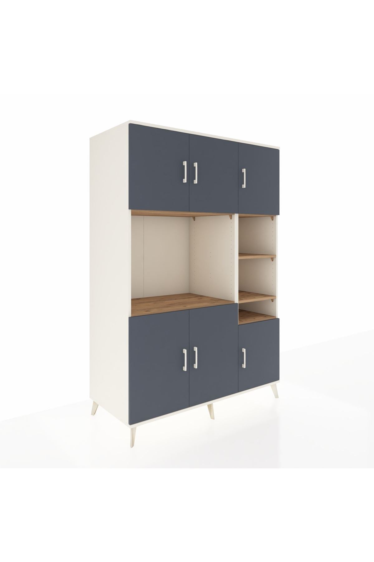 Kronos Dolap 10 Raflı 6 Kapaklı 132x59x195 Aytaşı-Antrasit/Çam