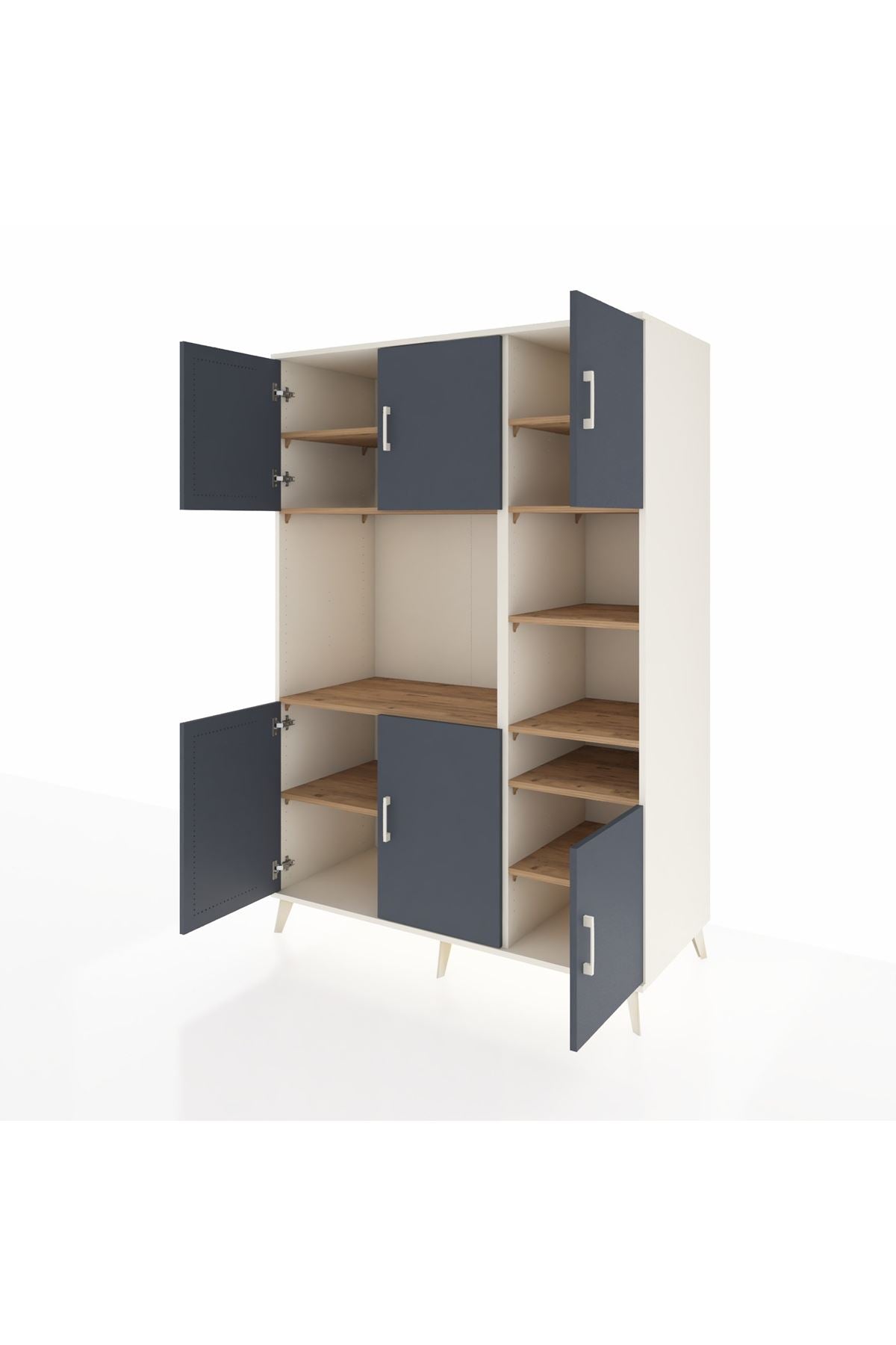 Kronos Dolap 10 Raflı 6 Kapaklı 132x59x195 Aytaşı-Antrasit/Çam