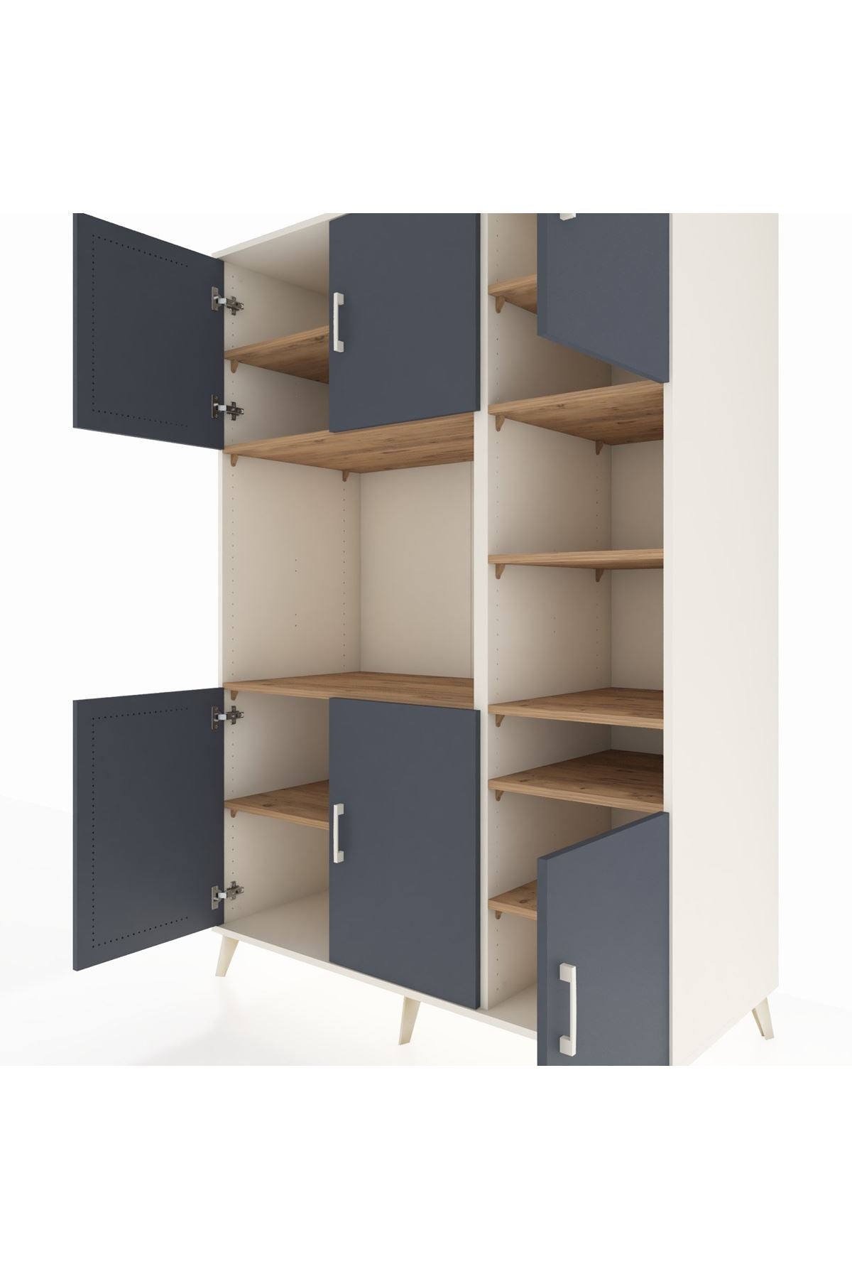 Kronos Dolap 10 Raflı 6 Kapaklı 132x59x195 Aytaşı-Antrasit/Çam