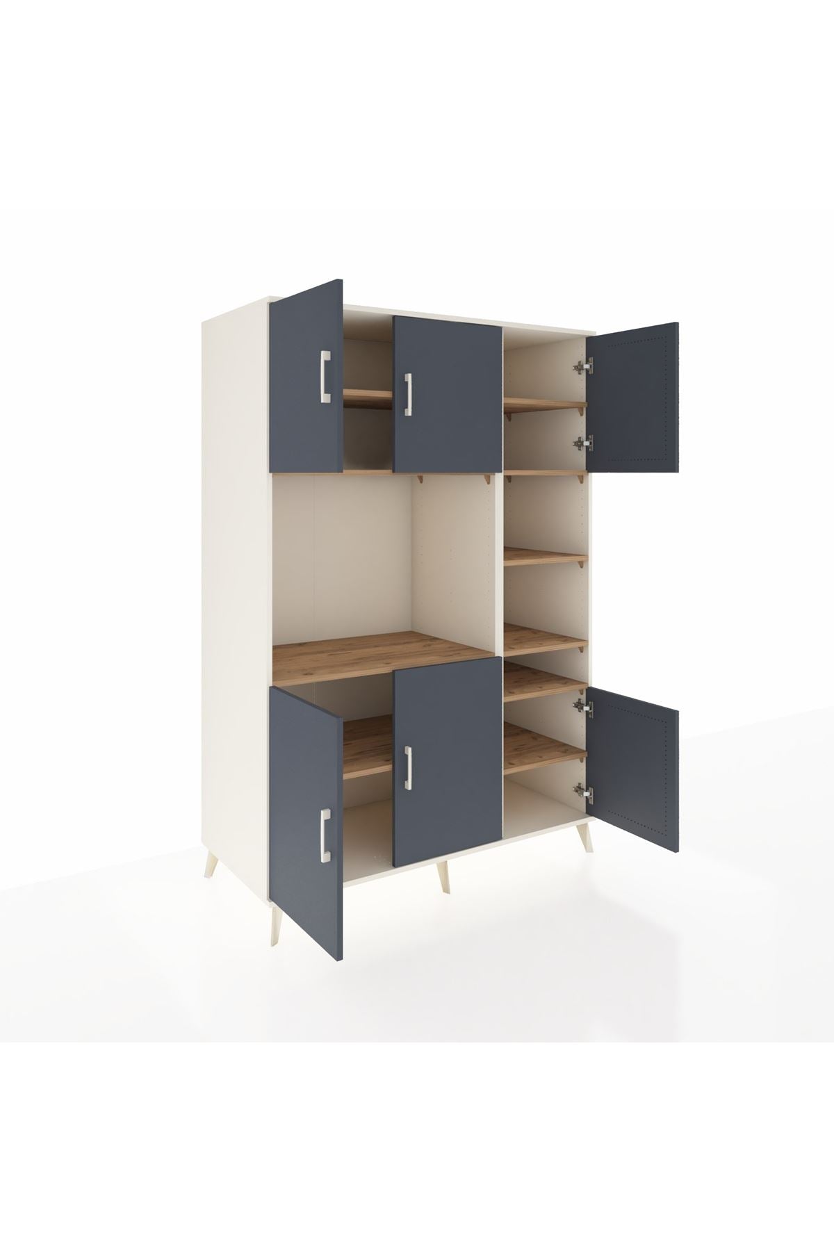 Kronos Dolap 10 Raflı 6 Kapaklı 132x59x195 Aytaşı-Antrasit/Çam