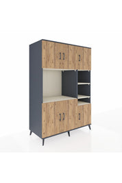 Kronos Dolap 10 Raflı 6 Kapaklı 132x59x195 Antrasit-Çam/Aytaşı