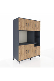 Kronos Dolap 10 Raflı 6 Kapaklı 132x59x195 Antrasit-Çam/Antrasit