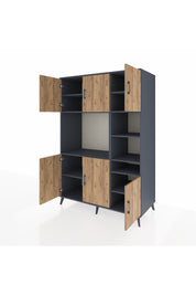 Kronos Dolap 10 Raflı 6 Kapaklı 132x59x195 Antrasit-Çam/Antrasit