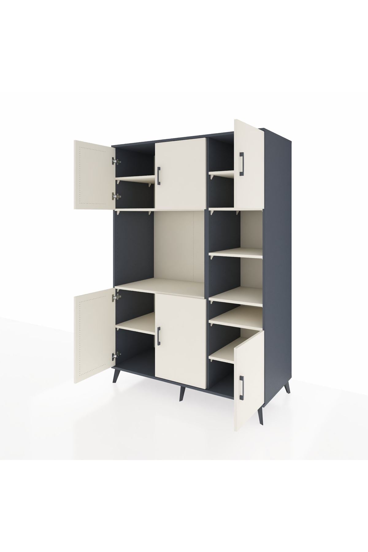 Kronos Dolap 10 Raflı 6 Kapaklı 132x59x195 Antrasit-Aytaşı/Aytaşı