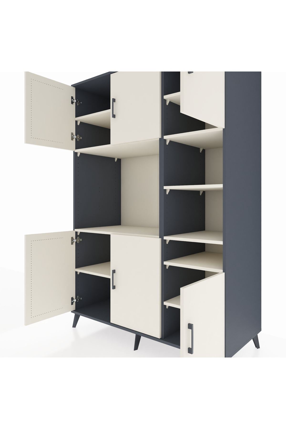 Kronos Dolap 10 Raflı 6 Kapaklı 132x59x195 Antrasit-Aytaşı/Aytaşı