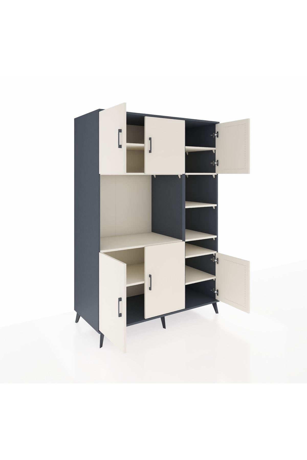 Kronos Dolap 10 Raflı 6 Kapaklı 132x59x195 Antrasit-Aytaşı/Aytaşı