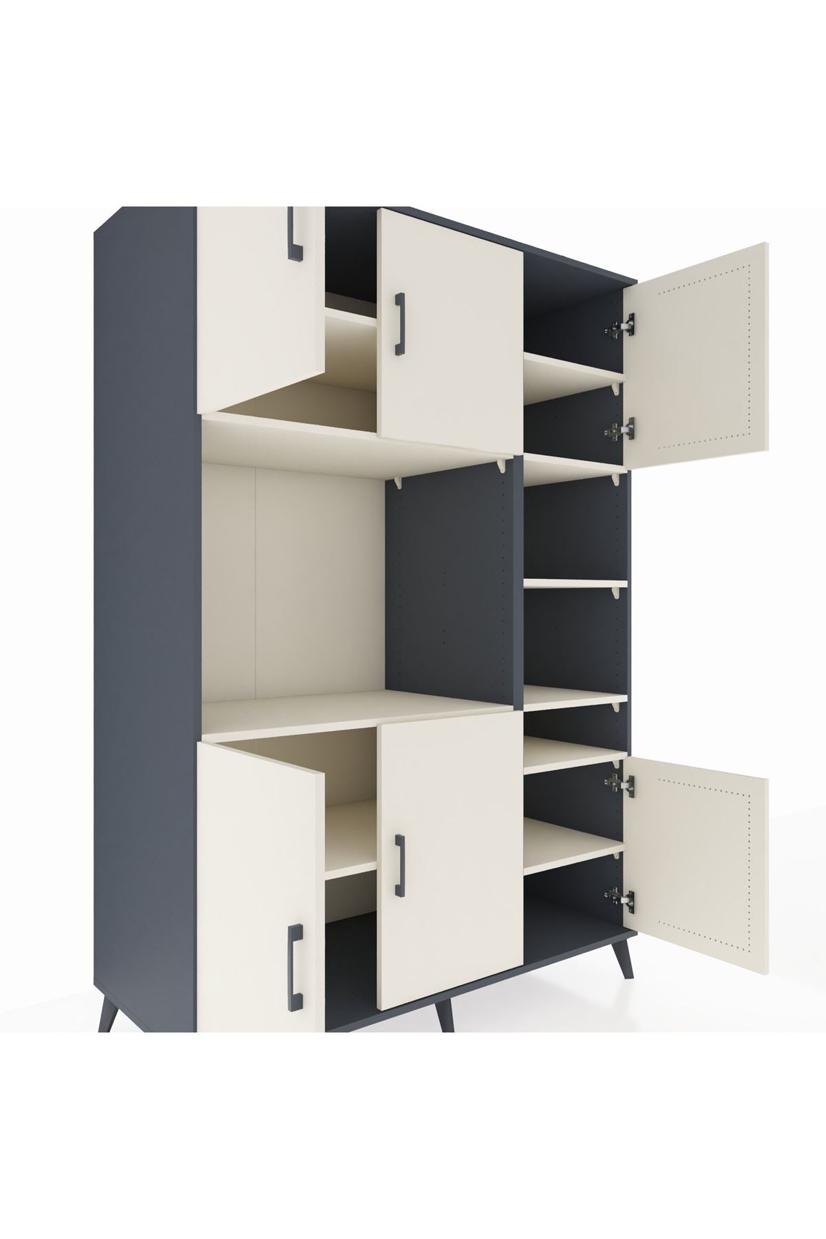 Kronos Dolap 10 Raflı 6 Kapaklı 132x59x195 Antrasit-Aytaşı/Aytaşı