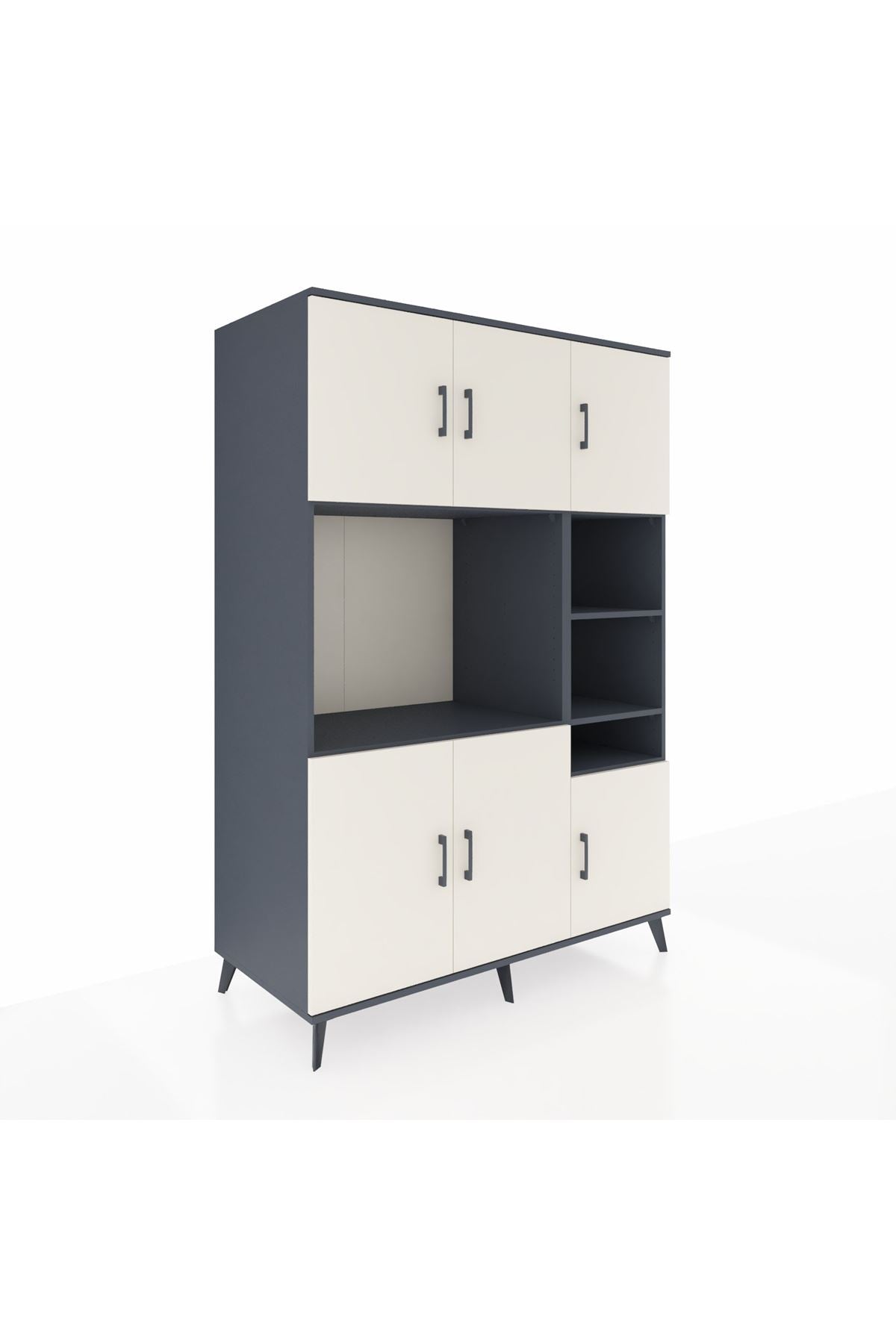 Kronos Dolap 10 Raflı 6 Kapaklı 132x59x195 Antrasit-Aytaşı/Antrasit