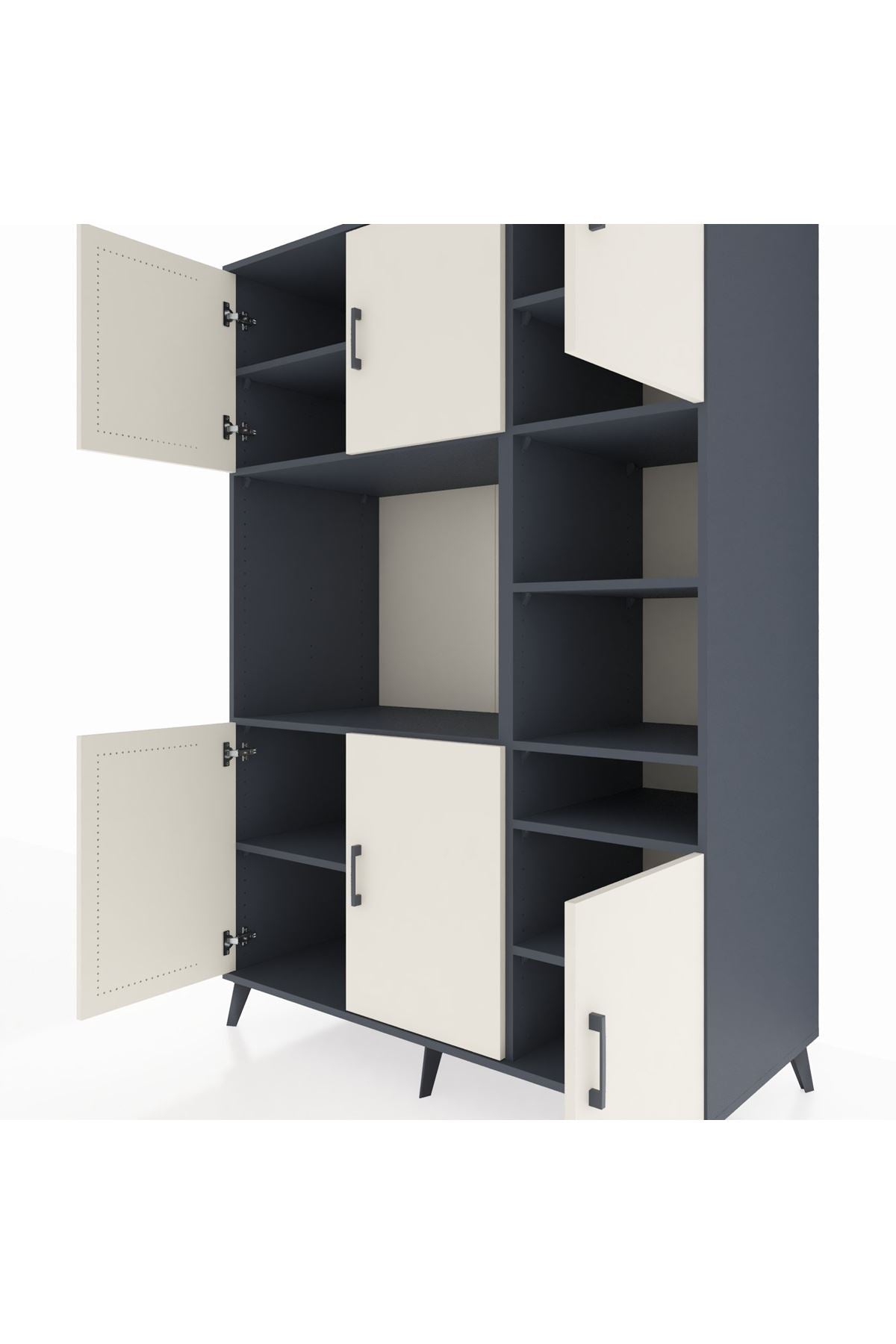 Kronos Dolap 10 Raflı 6 Kapaklı 132x59x195 Antrasit-Aytaşı/Antrasit