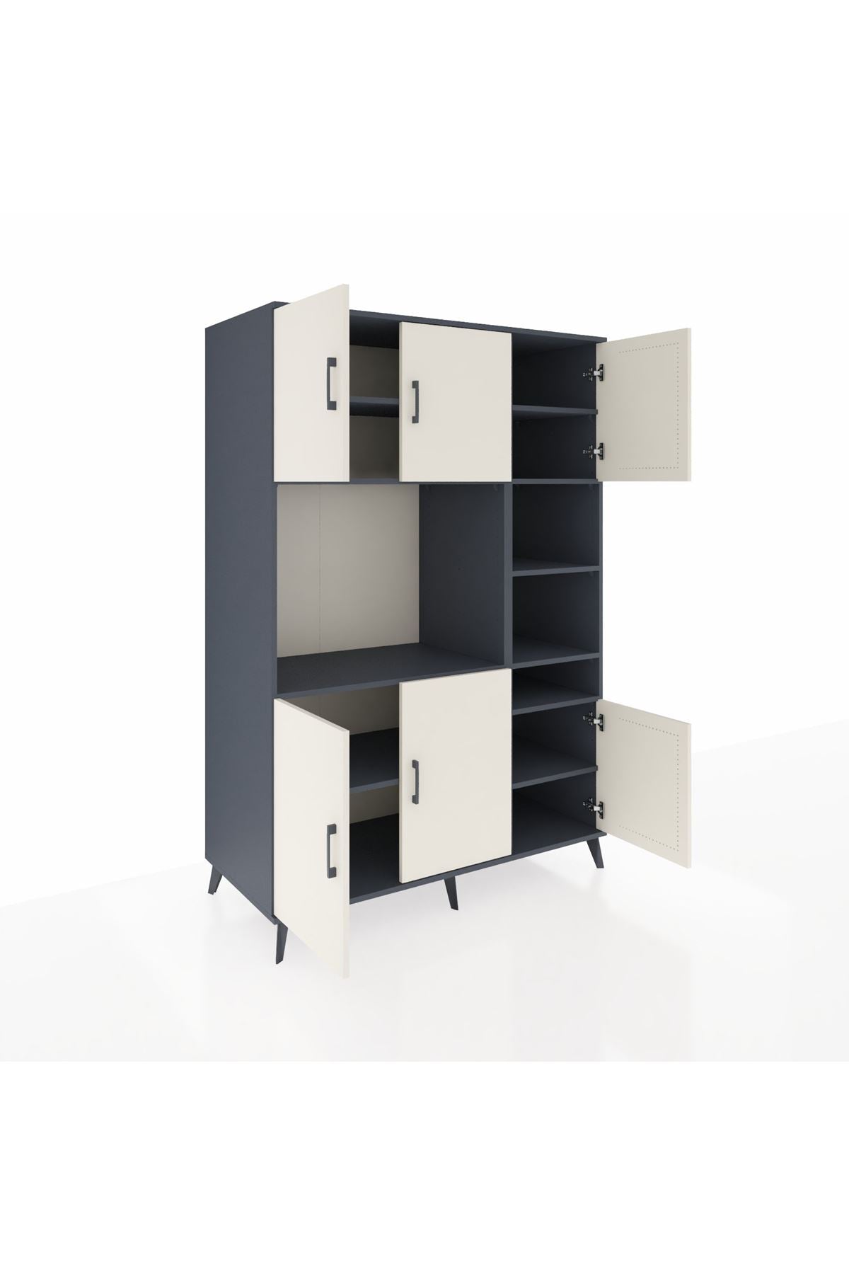 Kronos Dolap 10 Raflı 6 Kapaklı 132x59x195 Antrasit-Aytaşı/Antrasit