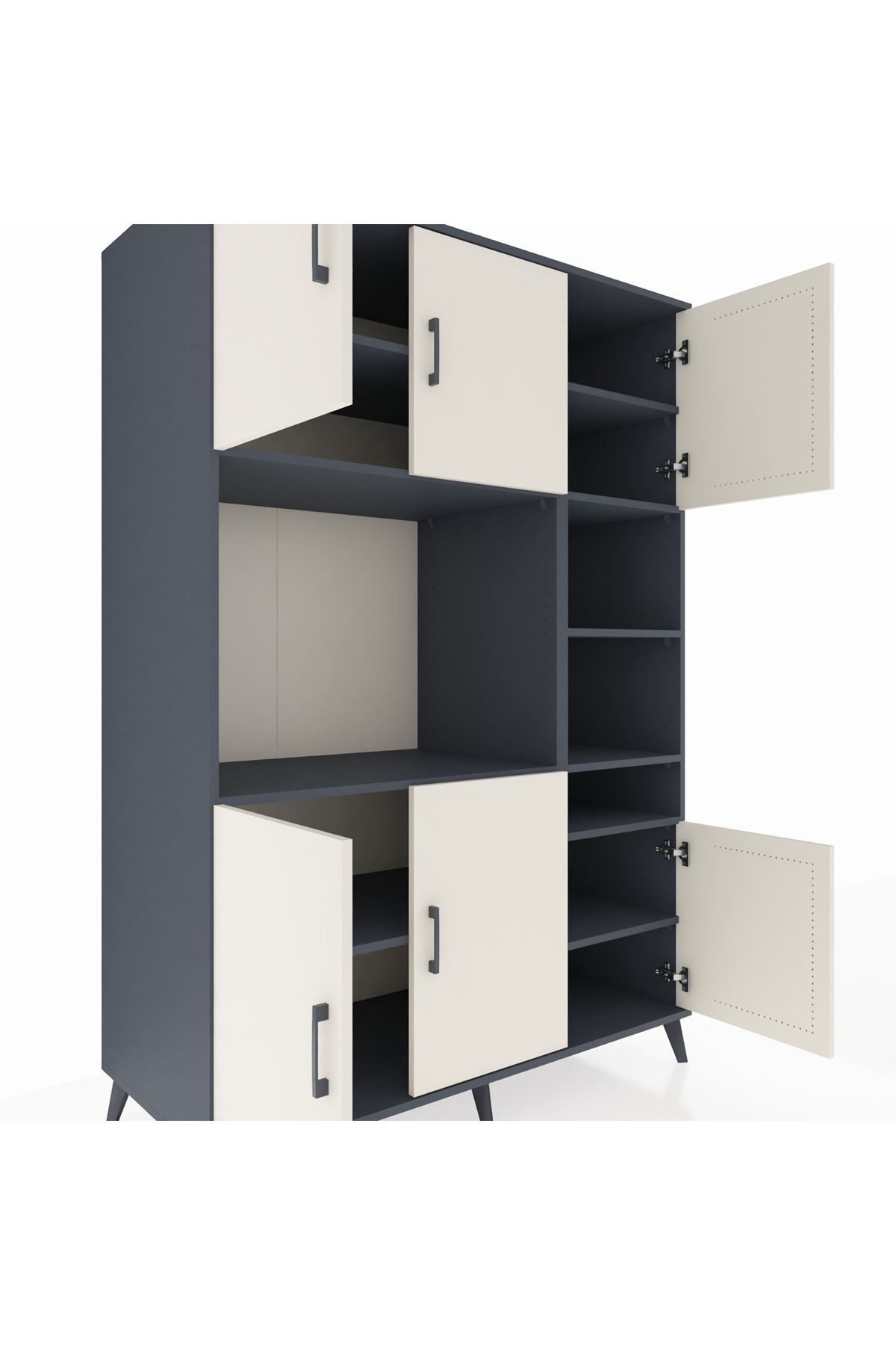 Kronos Dolap 10 Raflı 6 Kapaklı 132x59x195 Antrasit-Aytaşı/Antrasit