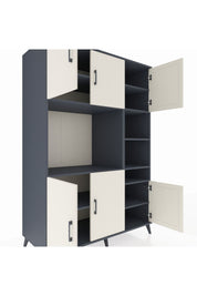 Kronos Dolap 10 Raflı 6 Kapaklı 132x59x195 Antrasit-Aytaşı/Antrasit