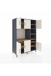 Kronos Dolap 10 Raflı 6 Kapaklı 132x59x195 Antrasit-Aytaşı/Çam