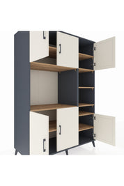 Kronos Dolap 10 Raflı 6 Kapaklı 132x59x195 Antrasit-Aytaşı/Çam