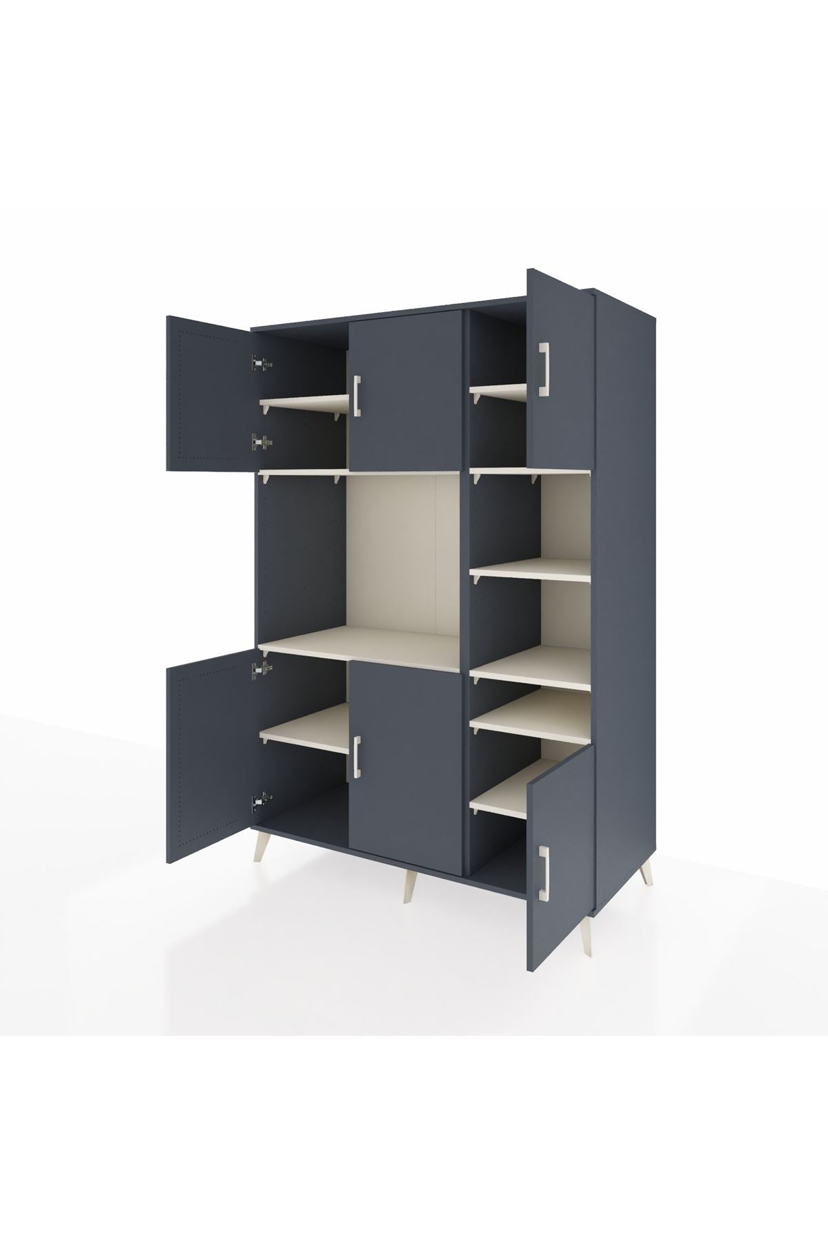 Kronos Dolap 10 Raflı 6 Kapaklı 132x59x195 Antrasit-Antrasit/Aytaşı