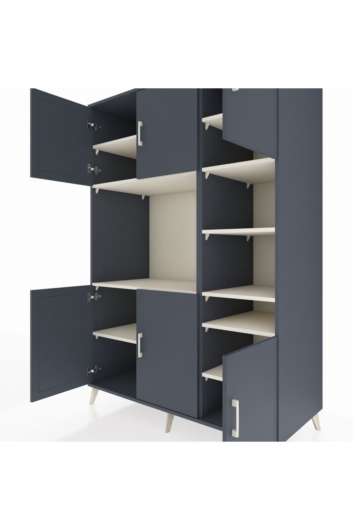 Kronos Dolap 10 Raflı 6 Kapaklı 132x59x195 Antrasit-Antrasit/Aytaşı