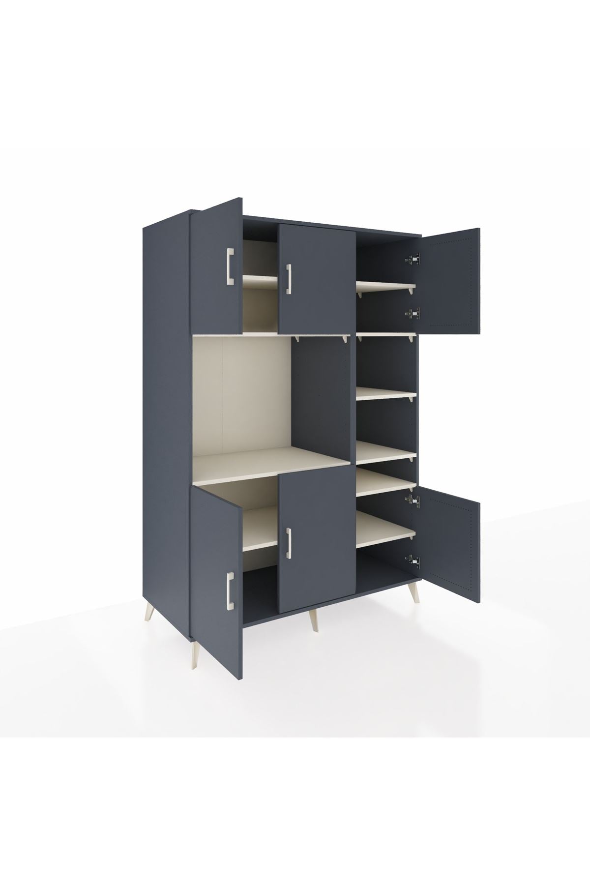 Kronos Dolap 10 Raflı 6 Kapaklı 132x59x195 Antrasit-Antrasit/Aytaşı