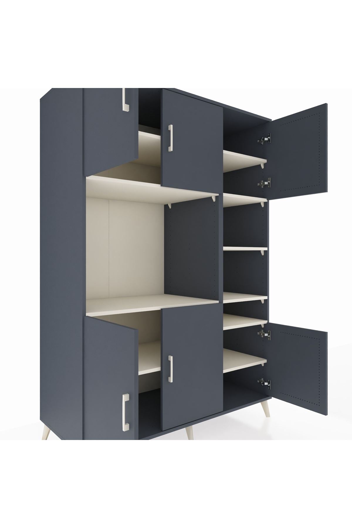 Kronos Dolap 10 Raflı 6 Kapaklı 132x59x195 Antrasit-Antrasit/Aytaşı