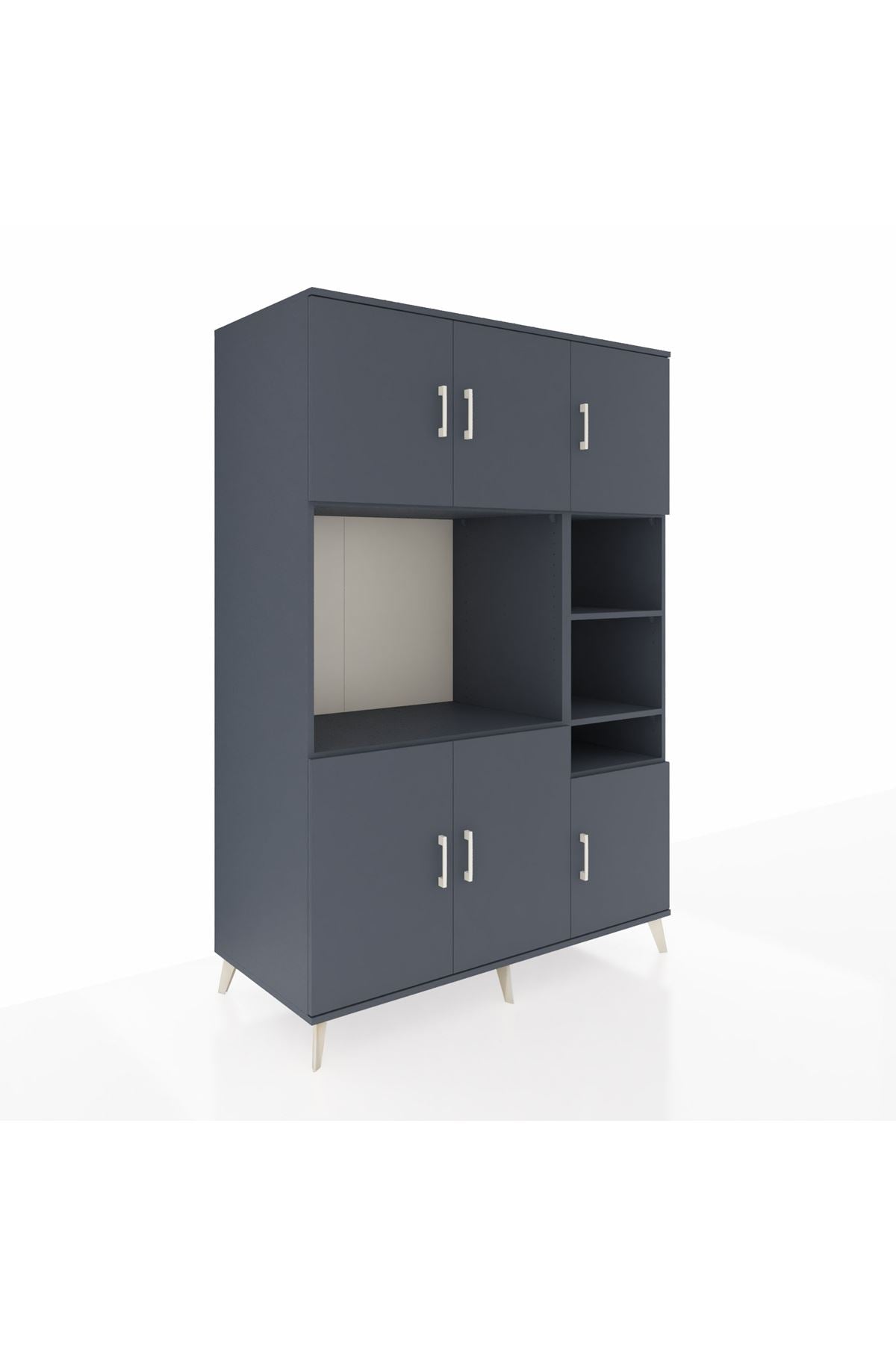 Kronos Dolap 10 Raflı 6 Kapaklı 132x59x195 Antrasit-Antrasit/Antrasit