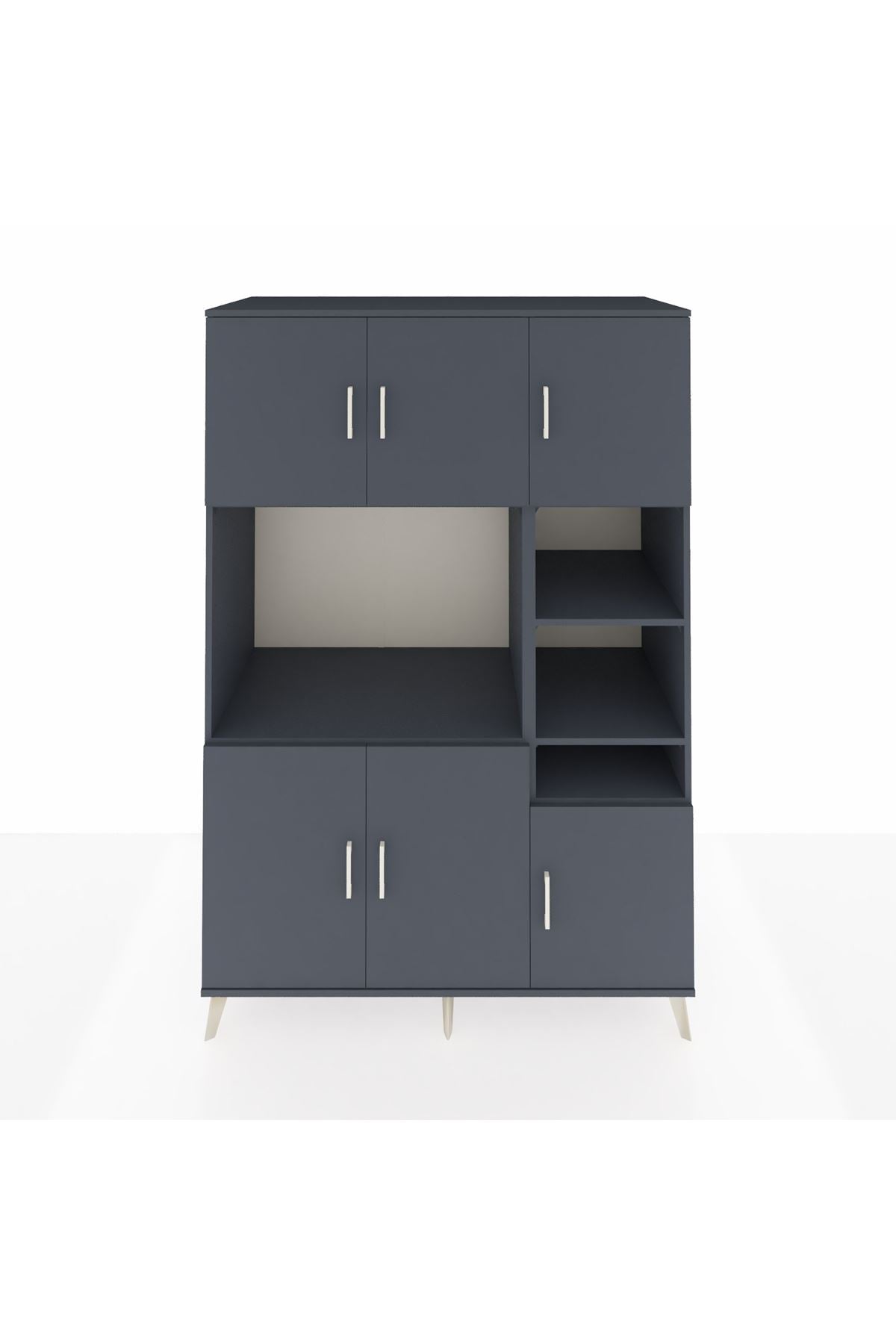 Kronos Dolap 10 Raflı 6 Kapaklı 132x59x195 Antrasit-Antrasit/Antrasit