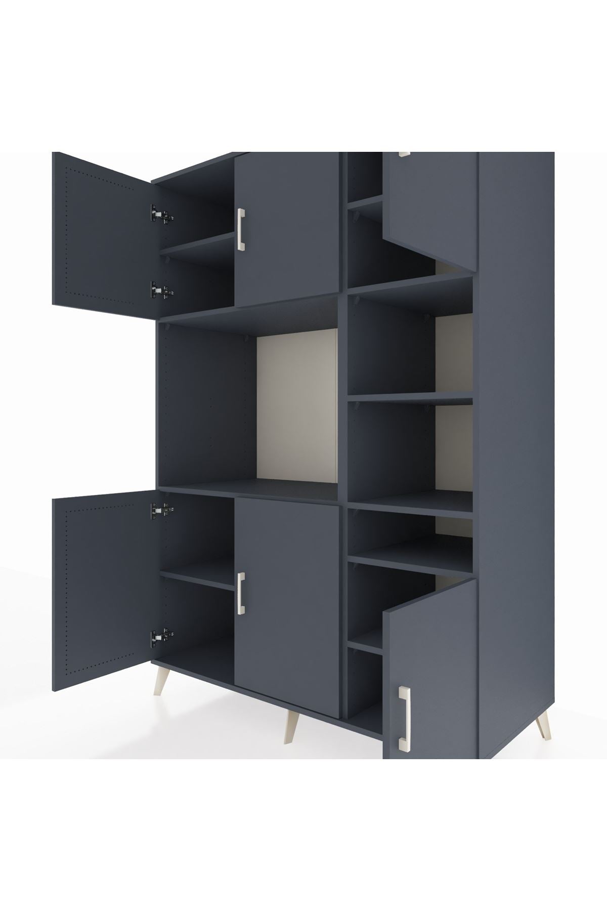 Kronos Dolap 10 Raflı 6 Kapaklı 132x59x195 Antrasit-Antrasit/Antrasit