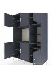 Kronos Dolap 10 Raflı 6 Kapaklı 132x59x195 Antrasit-Antrasit/Antrasit