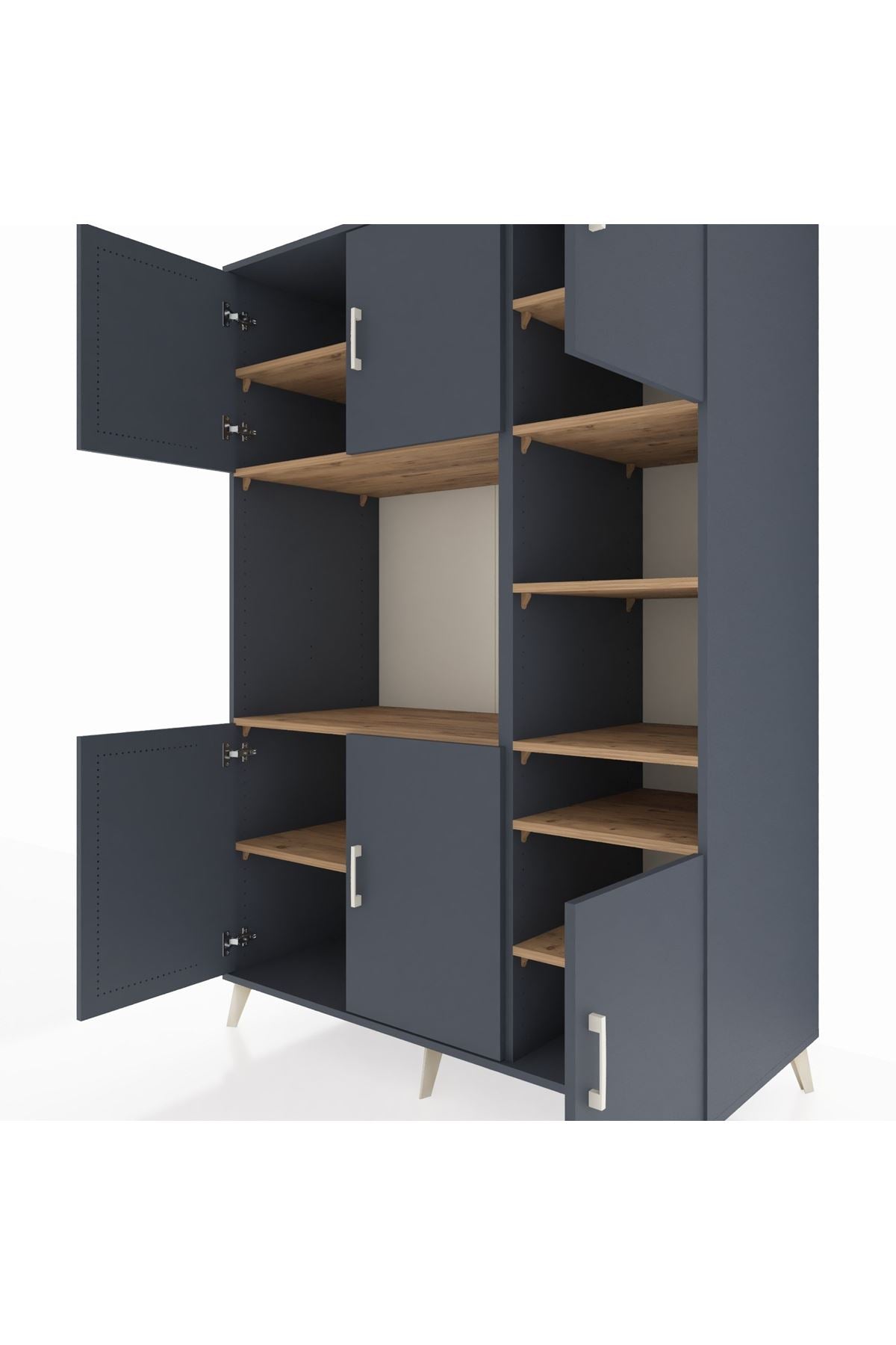 Kronos Dolap 10 Raflı 6 Kapaklı 132x59x195 Antrasit-Antrasit/Çam