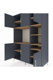 Kronos Dolap 10 Raflı 6 Kapaklı 132x59x195 Antrasit-Antrasit/Çam