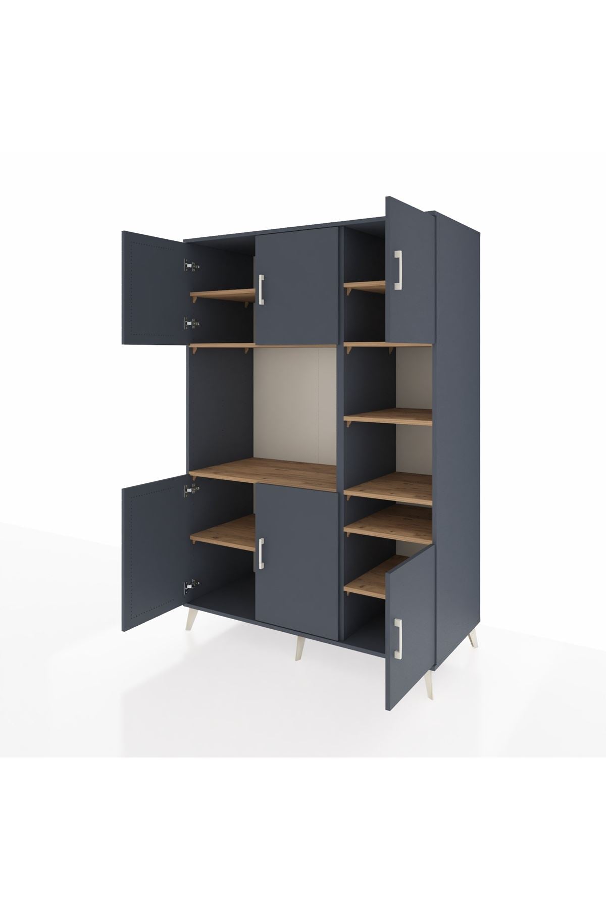 Kronos Dolap 10 Raflı 6 Kapaklı 132x59x195 Antrasit-Antrasit/Çam