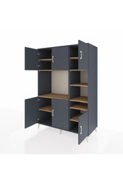 Kronos Dolap 10 Raflı 6 Kapaklı 132x59x195 Antrasit-Antrasit/Çam