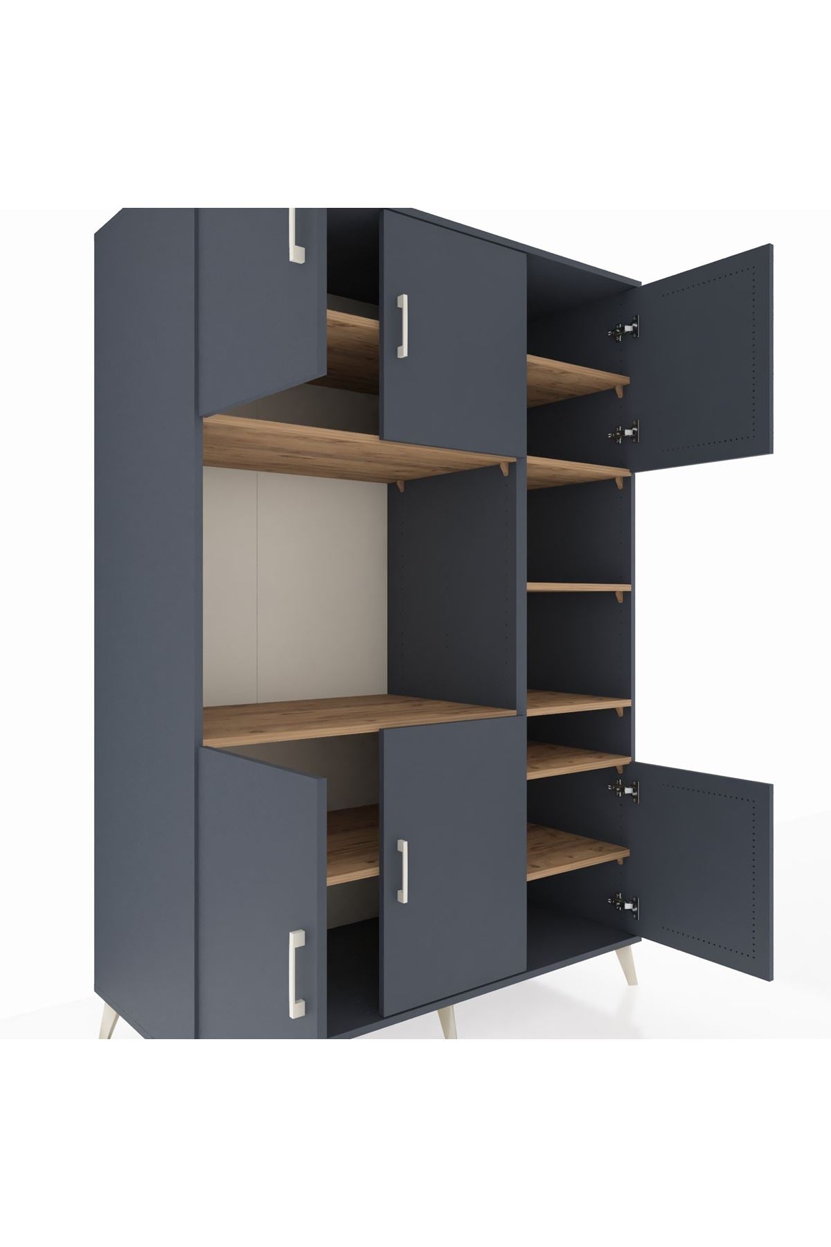 Kronos Dolap 10 Raflı 6 Kapaklı 132x59x195 Antrasit-Antrasit/Çam