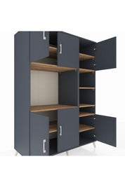 Kronos Dolap 10 Raflı 6 Kapaklı 132x59x195 Antrasit-Antrasit/Çam