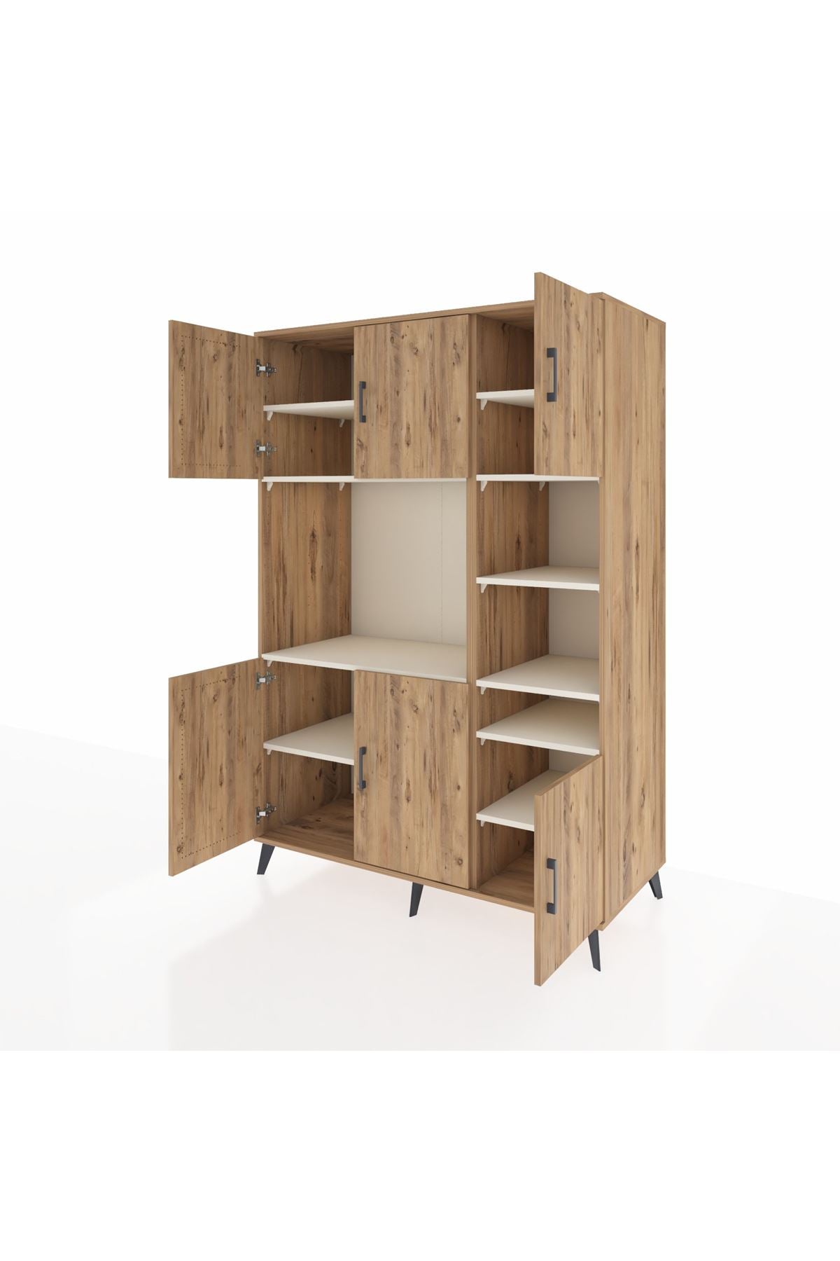 Kronos Dolap 10 Raflı 6 Kapaklı 132x59x195 Çam-Çam/Aytaşı